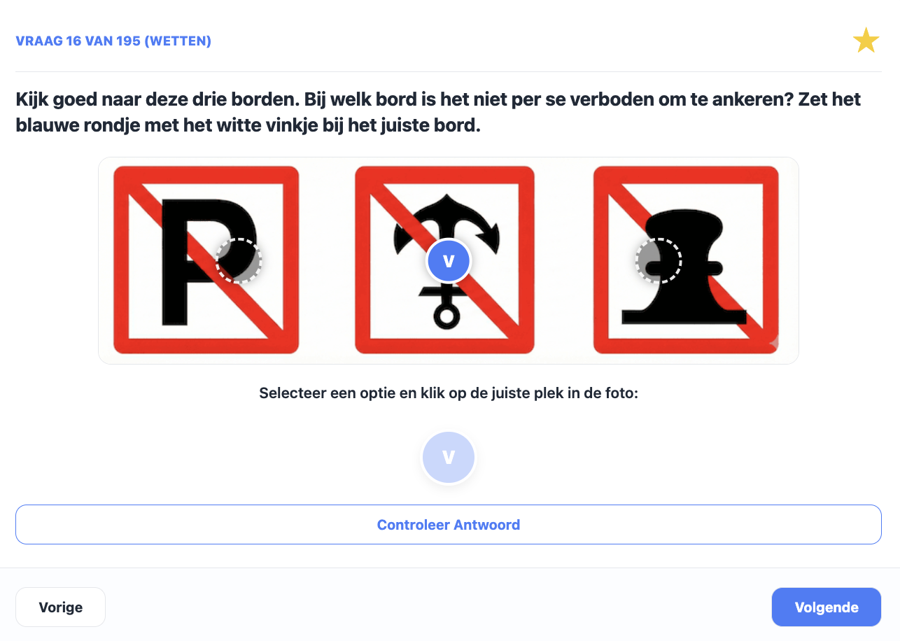 Interactieve oefenvraag met verbodsborden en vaartekens